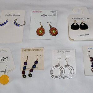 SUPER LOT OF 7 PAIR OF PIERCED EARRINGS - COSTUME - OLDER VINTAGE - MANY STYLES